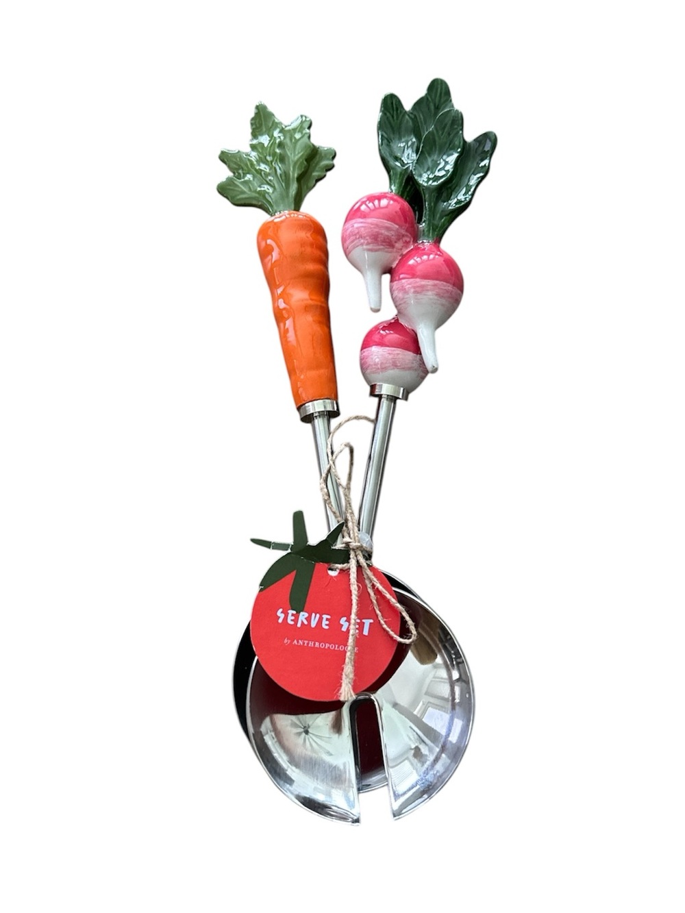Anthropologie Crudité Serve Set Carrot Turnip Set of 2 Cottagecore Ceramic New - Picture 2 of 7